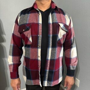 Jonathan David Men‎ Wool blend Long Sleeves Button-down Plaid Flannel Shirt Sz L
